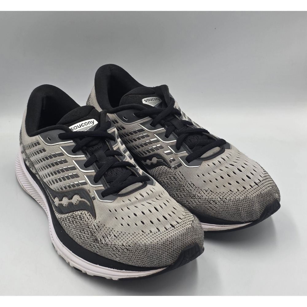 Saucony Ride 13 Men Size 10 Gray Black White Walking Running Shoes Sneakers Good